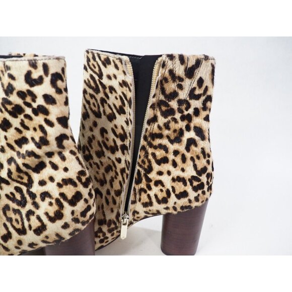 Sam Edelman Tan Animal Print Dyed Cow Fur Corra Ankle Boots W/ Block Heel, Sz 8 - Picture 6 of 13